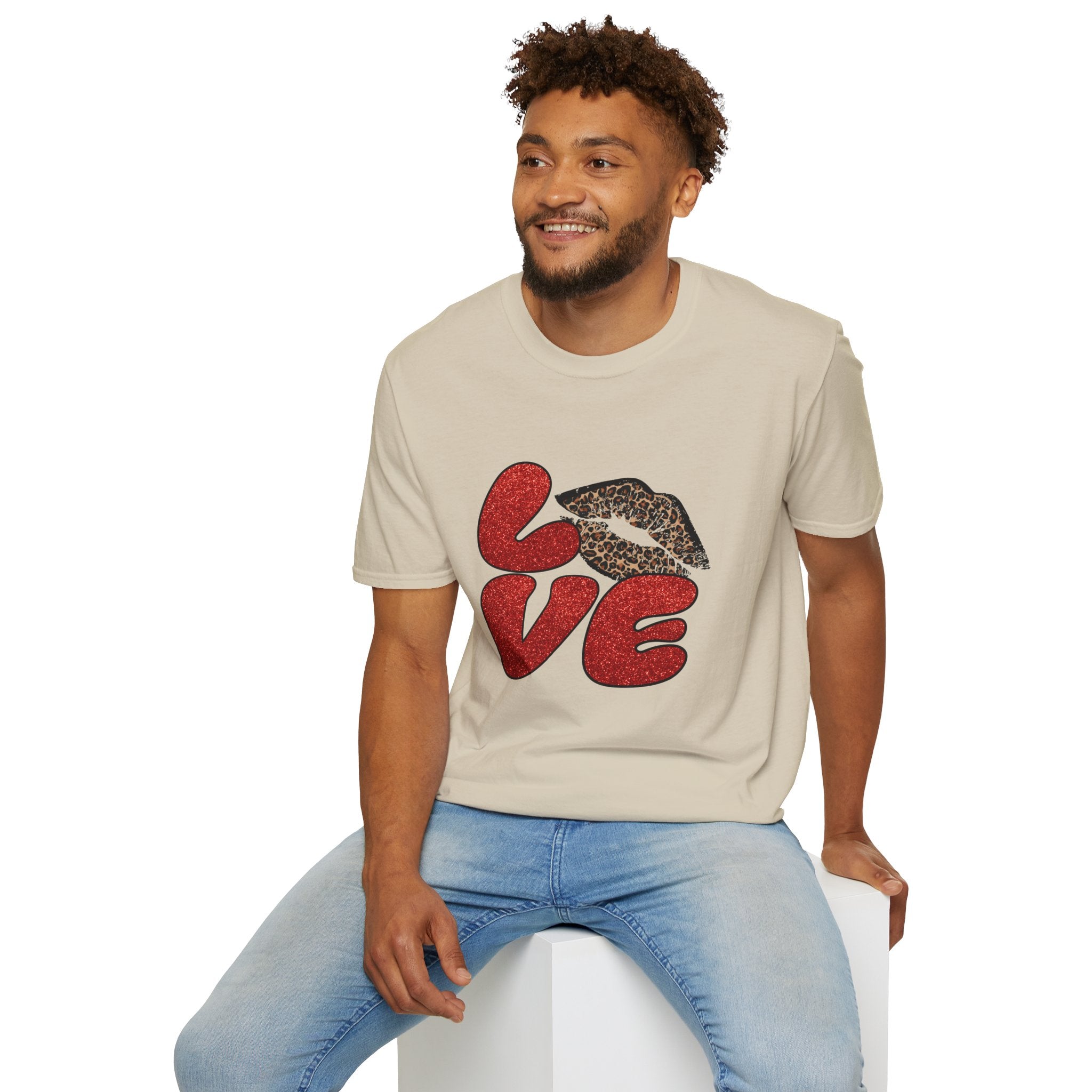Leopard Love Graphic T-Shirt, Cute Valentine's Day Shirt, Casual Love Tee, Unisex Softstyle Top, Trendy Gift for Her
