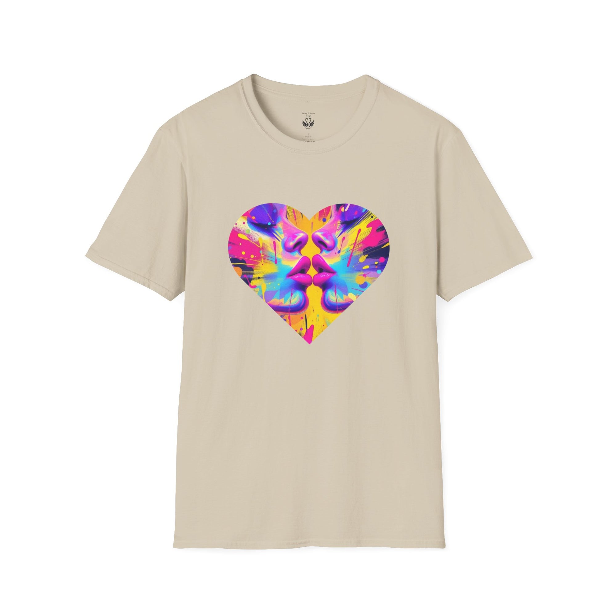 Vibrant Heart Art T-Shirt, Colorful Unisex Tee for Couples, Gift for Valentine's Day, Artistic Love Shirt, Casual Everyday Wear