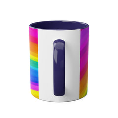 Vibrant Rainbow Two-Tone Coffee Mug - 11oz Colorful Drinkware