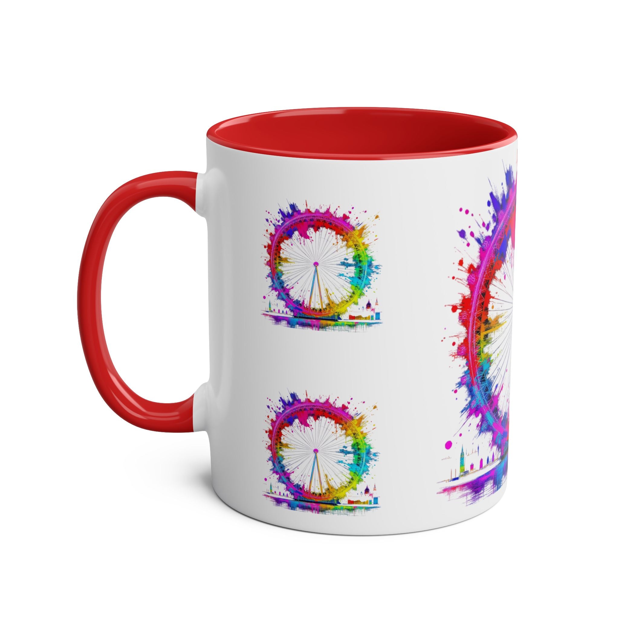 Colorful Cityscape Two-Tone Coffee Mug | Fun Gift, Home Decor, Artistic Mug, Coffee Lover's Gift, Office Essentials