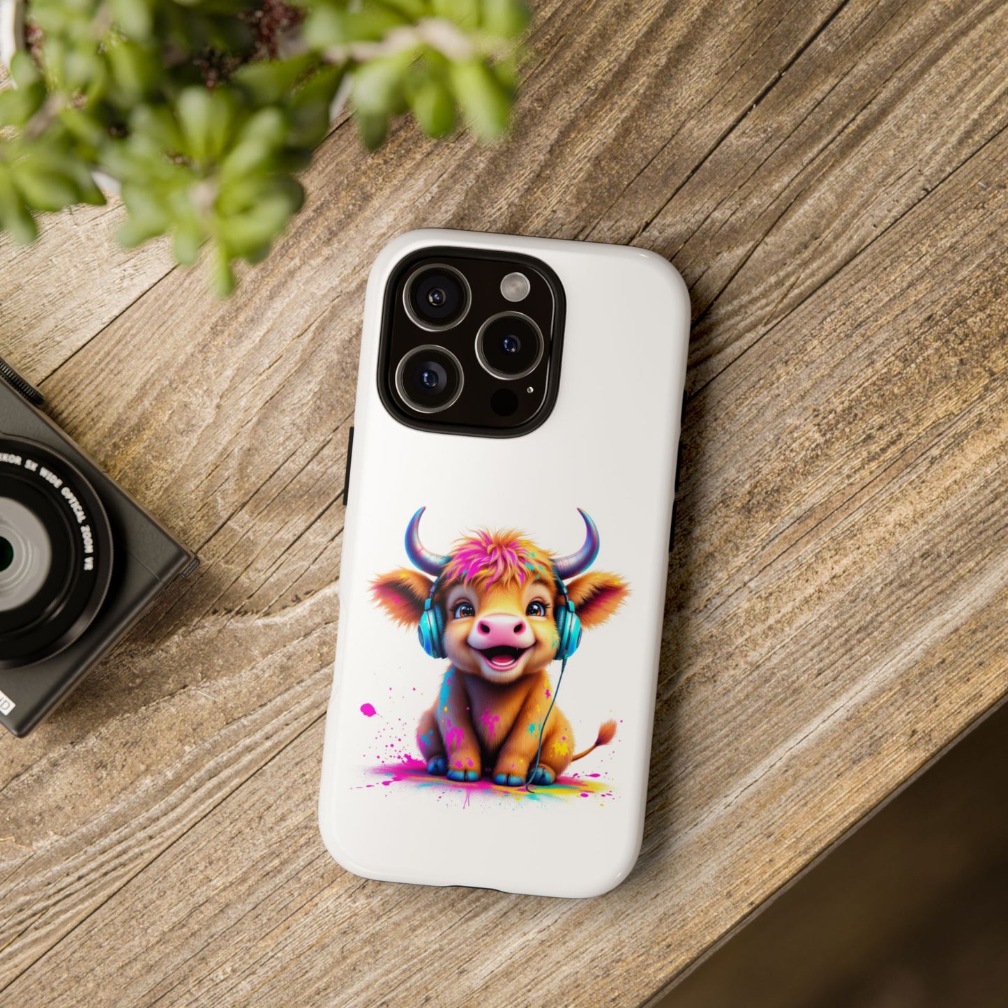 Cute Cow Phone Case with Headphones – Tough Cases