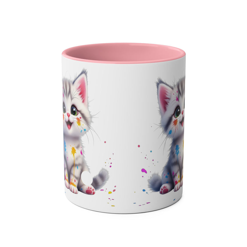 Cute Cat Two-Tone Coffee Mug for Cat Lovers
