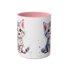 Cute Cat Two-Tone Coffee Mug for Cat Lovers