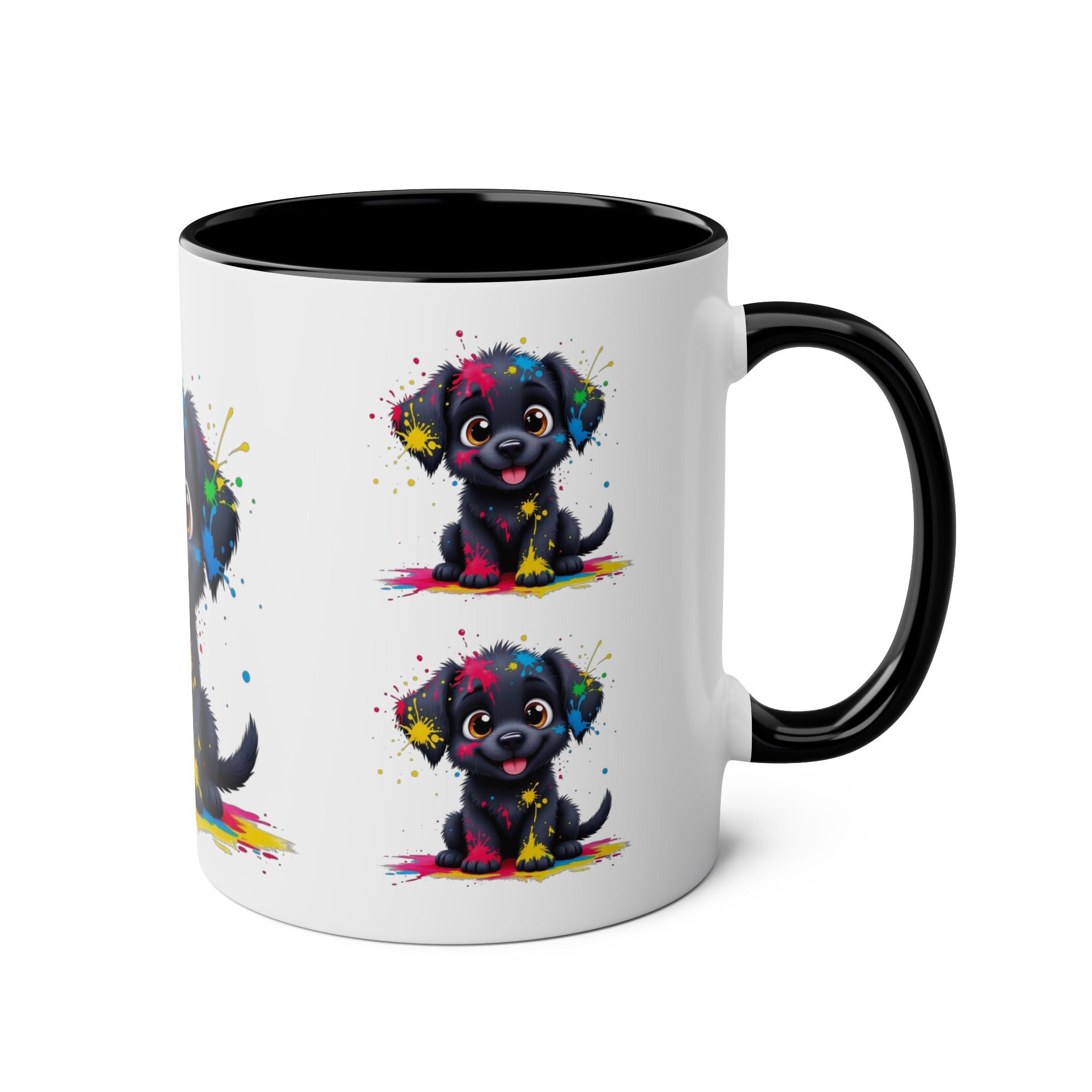 Colorful Puppy Two-Tone Coffee Mug | Cute Dog Lover Gift | Pet-Themed Kitchenware | Birthday Mug | Vibrant Print
