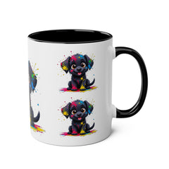 Colorful Puppy Two-Tone Coffee Mug | Cute Dog Lover Gift | Pet-Themed Kitchenware | Birthday Mug | Vibrant Print