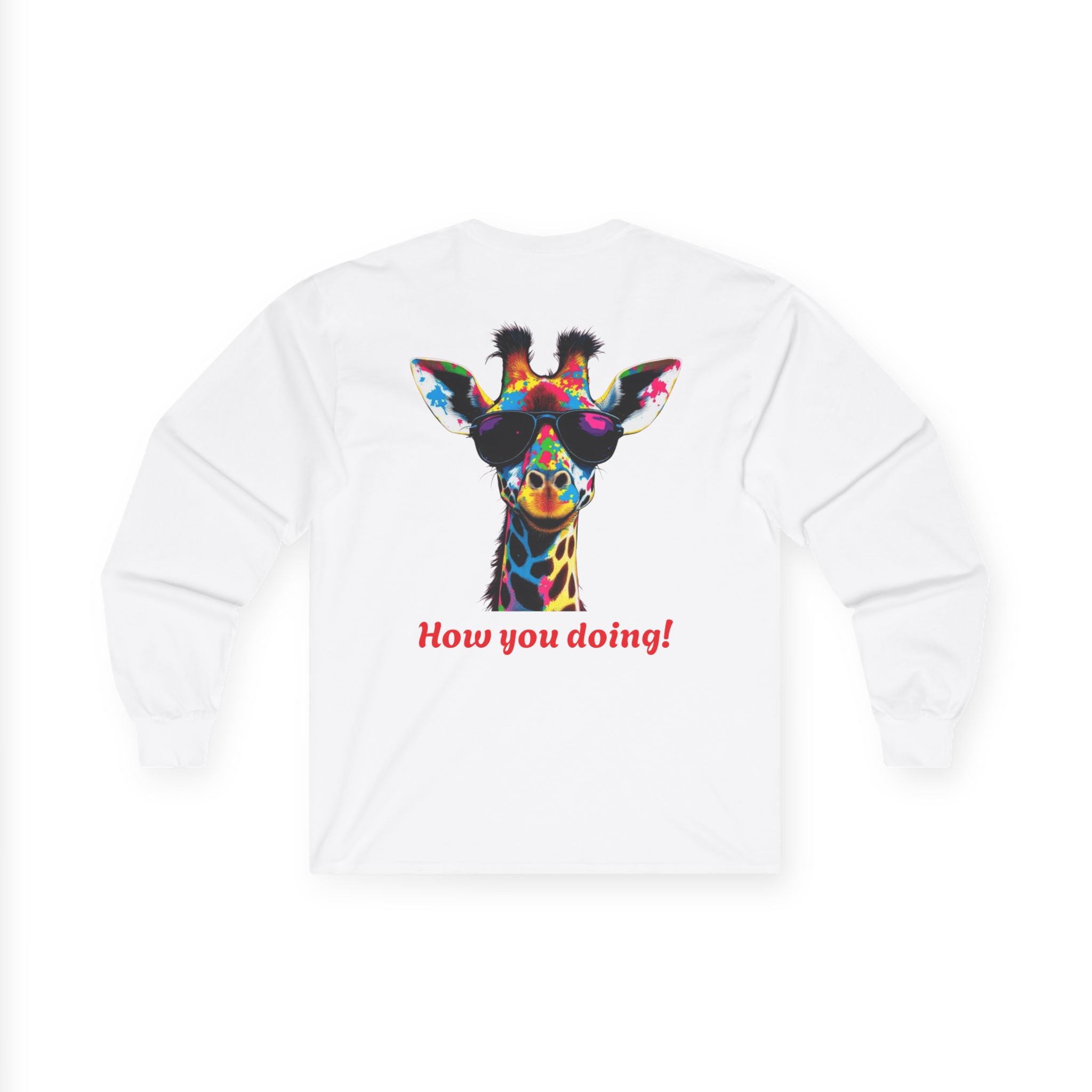 Colorful Giraffe Graphic Long Sleeve Tee for Animal Lovers