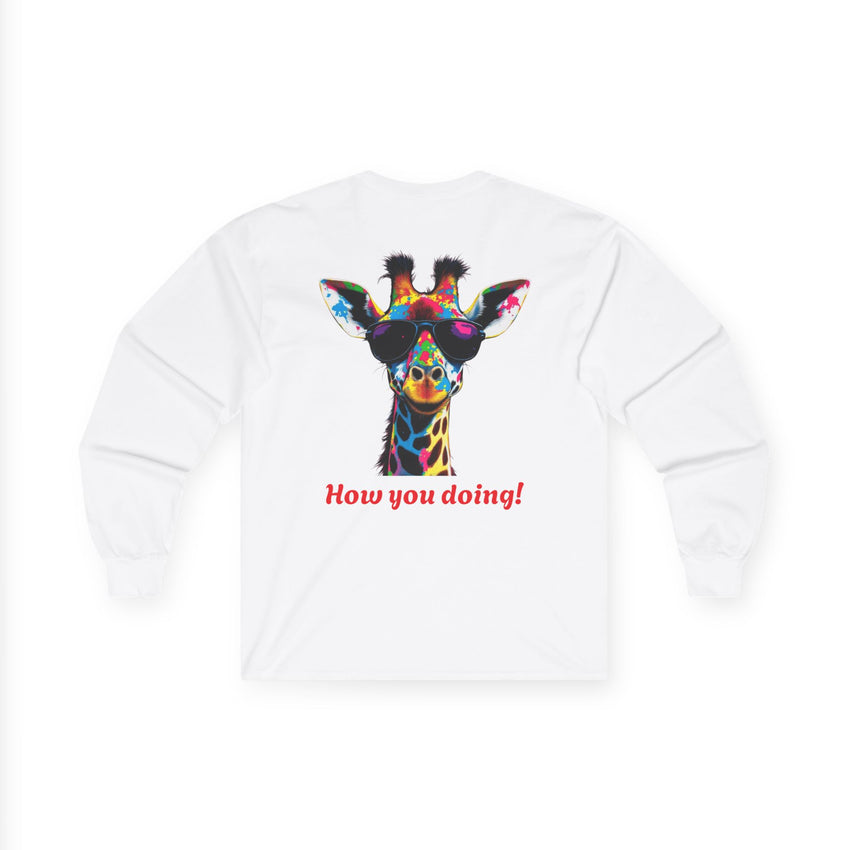 Colorful Giraffe Graphic Long Sleeve Tee for Animal Lovers