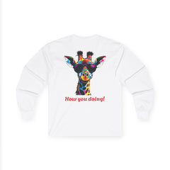 Colorful Giraffe Graphic Long Sleeve Tee for Animal Lovers