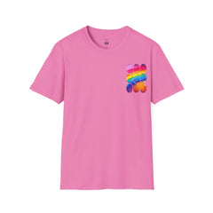 Vibrant Rainbow Softstyle T-Shirt, Unisex Pride Tee, LGBTQ+ Apparel, Colorful Casual Wear, Summer Festival Shirt