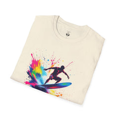 Colorful Surfing Unisex T-Shirt, Casual Beach Wear, Summer Vibes, Gift for Surfers, Beach Lovers, Graphic Tee