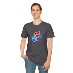 Musical Splash Unisex Softstyle T-Shirt | Gift for Music Lovers, Vibrant Art Tee, Trendy Music Shirt, Birthday Gift, Concert Wear