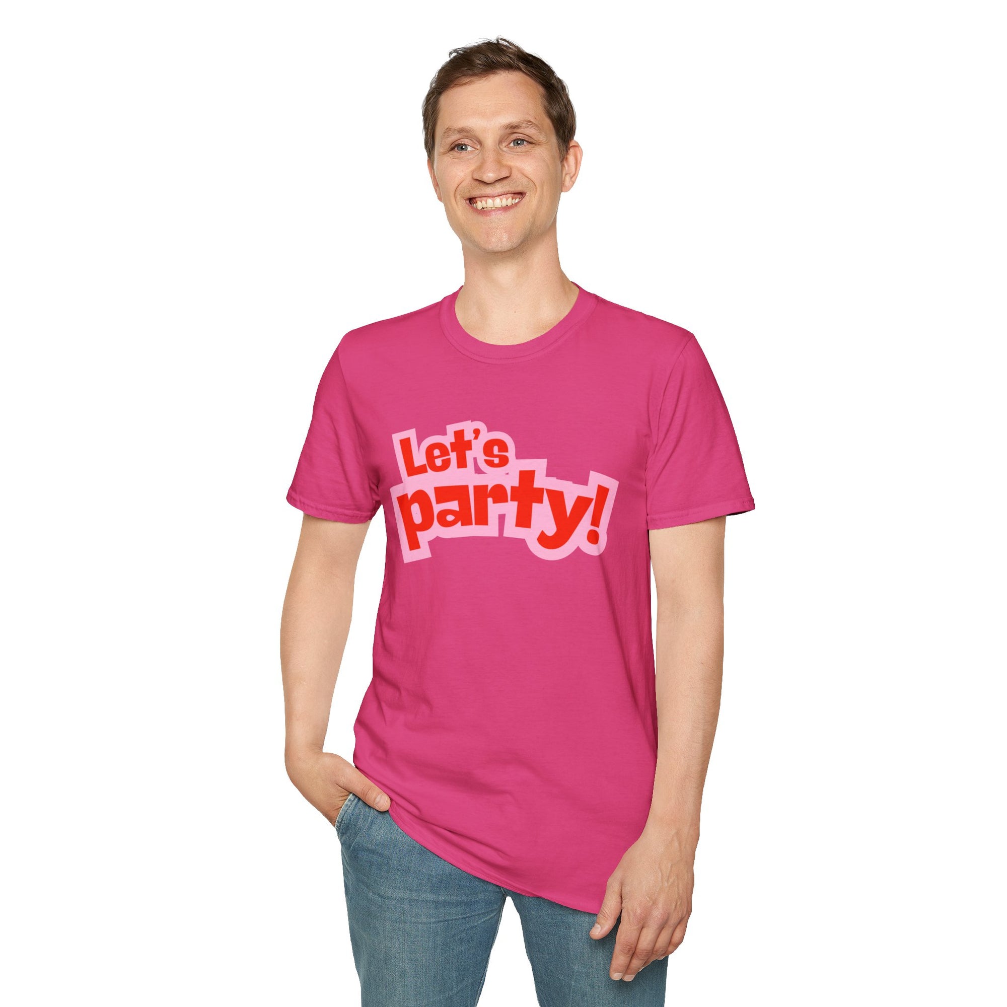 Let's Party! Unisex Softstyle T-Shirt - Fun Casual Wear for Celebrations, Birthdays, Festivals, Everyday Comfort