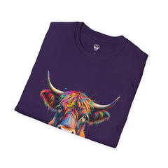 Highland Cow Graphic T-Shirt, Fun Farm Animal Tee, Cute Gift for Cow Lovers, Unisex Softstyle Shirt for Casual Wear