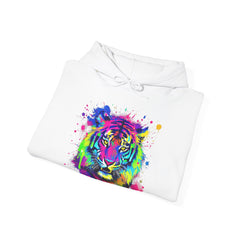 Colorful Tiger Hoodie – Unisex Heavy Blend™, Rainbow Tiger Sweatshirt, Graphic Hoodie, Animal Lover Gift, Unique Hooded Sweatshirt
