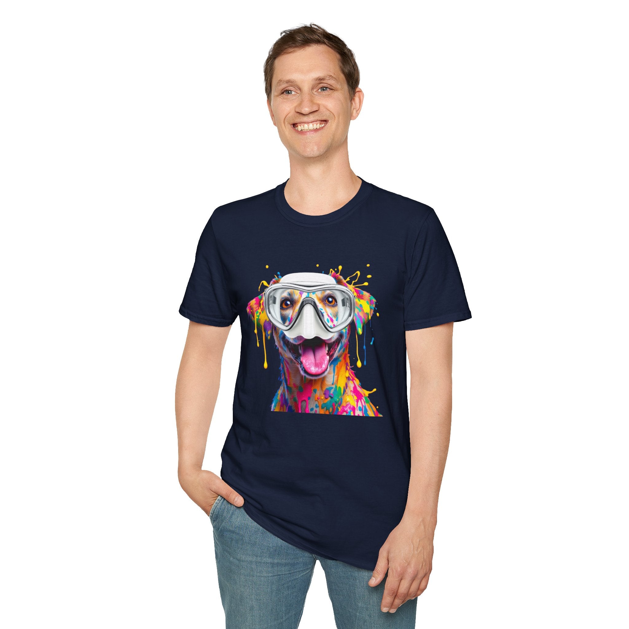 Vibrant Dog Art Unisex T-Shirt – Cute Pet Lover Gift, Animal Artwork Tee, Colorful Dog Graphic Top, Unique Gift for Dog Owners