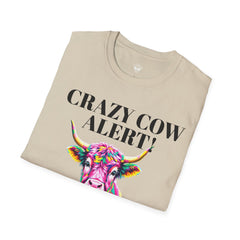 Colorful Cow Alert T-Shirt, Funny Cow Tee, Animal Lover Gift, Quirky Casual Wear, Farm Animal Shirt, Unique Graphic Tee
