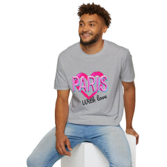 Paris with Love Unisex T-Shirt, Trendy Graphic Tee, Fashionable Gift, Casual Wear, Travel Souvenir, Unique Statement Shirt