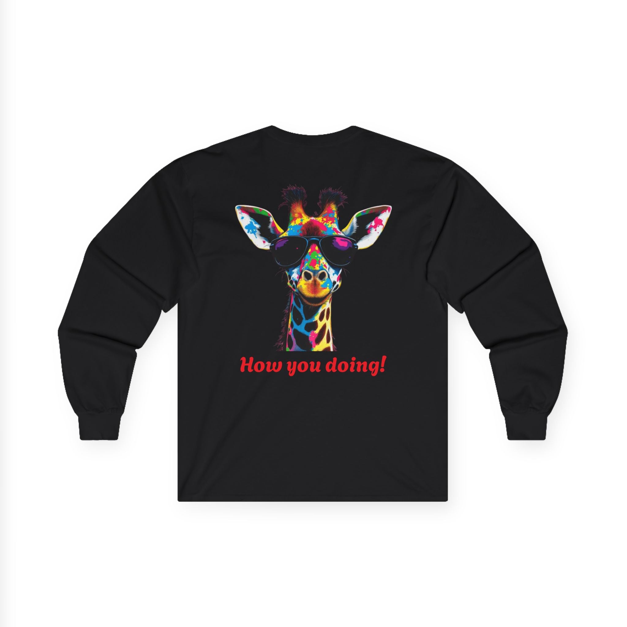 Colorful Giraffe Graphic Long Sleeve Tee for Animal Lovers