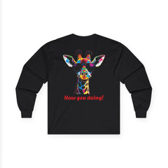 Colorful Giraffe Graphic Long Sleeve Tee for Animal Lovers