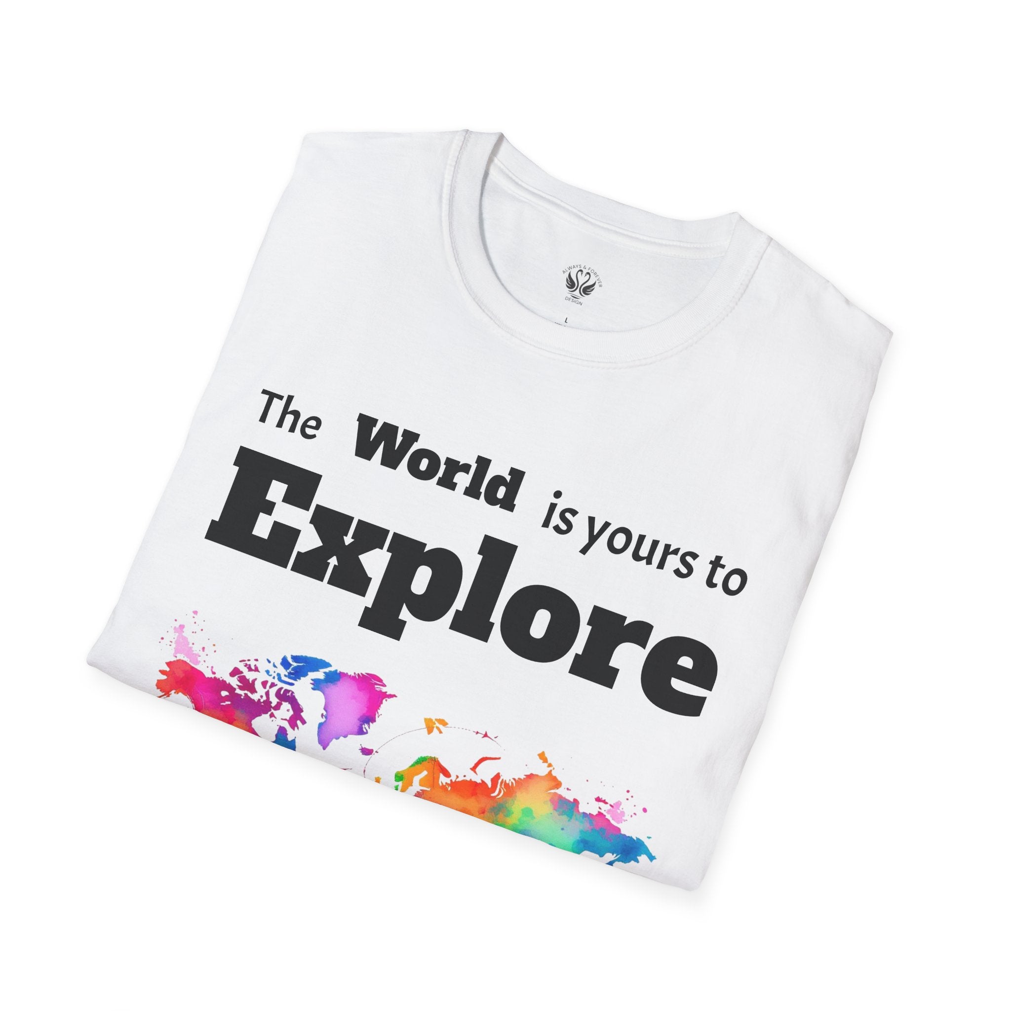 Explore the World Unisex T-Shirt | Adventure Shirt, Travel Tee, Gift for Explorers, Colorful World Map Top, Wanderlust Fashion