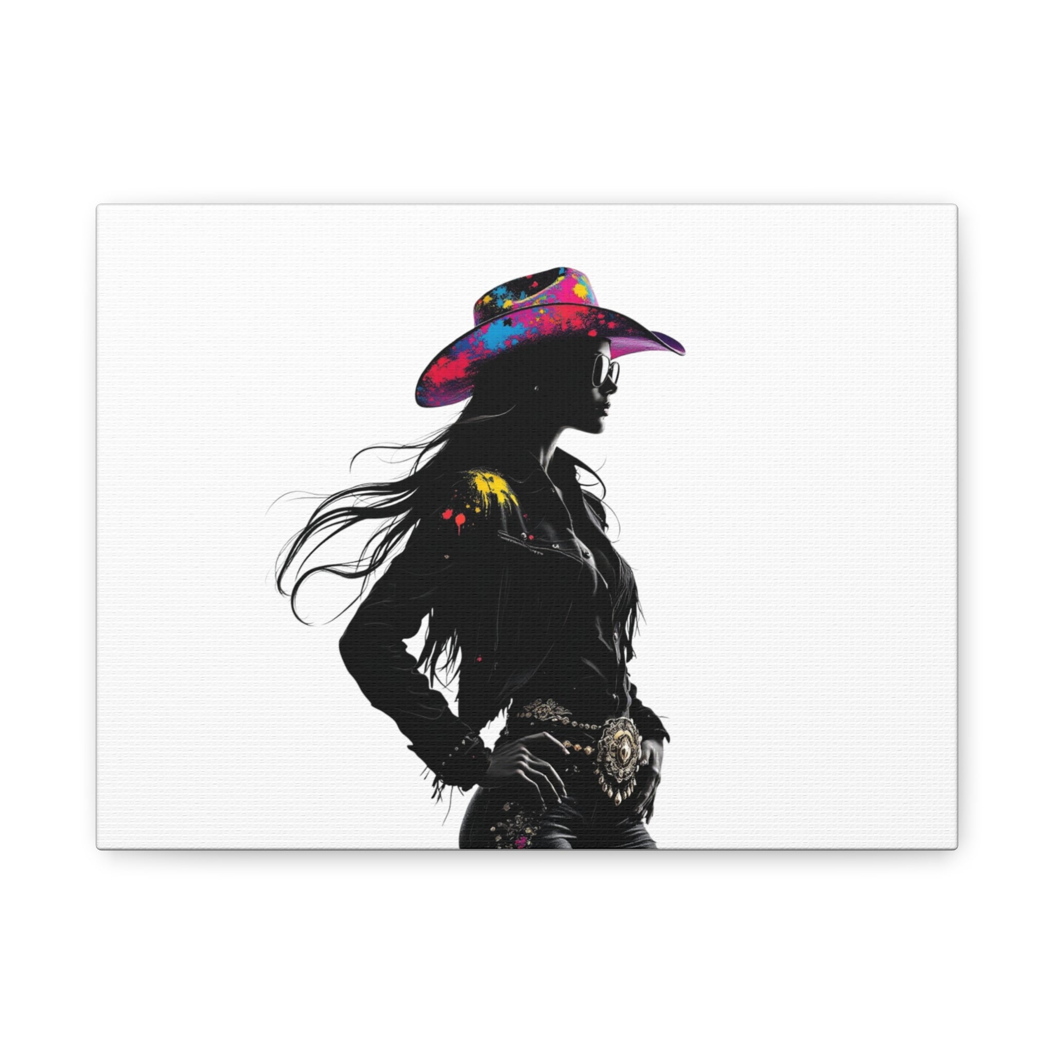 Vintage Cowboy Silhouette Canvas Art | Colorful Western Decor