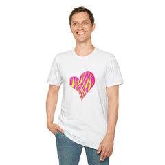 Pink Zebra Heart Unisex T-Shirt, Custom Love Shirt, Casual Wear, Gift for Her, Trendy Summer Tee