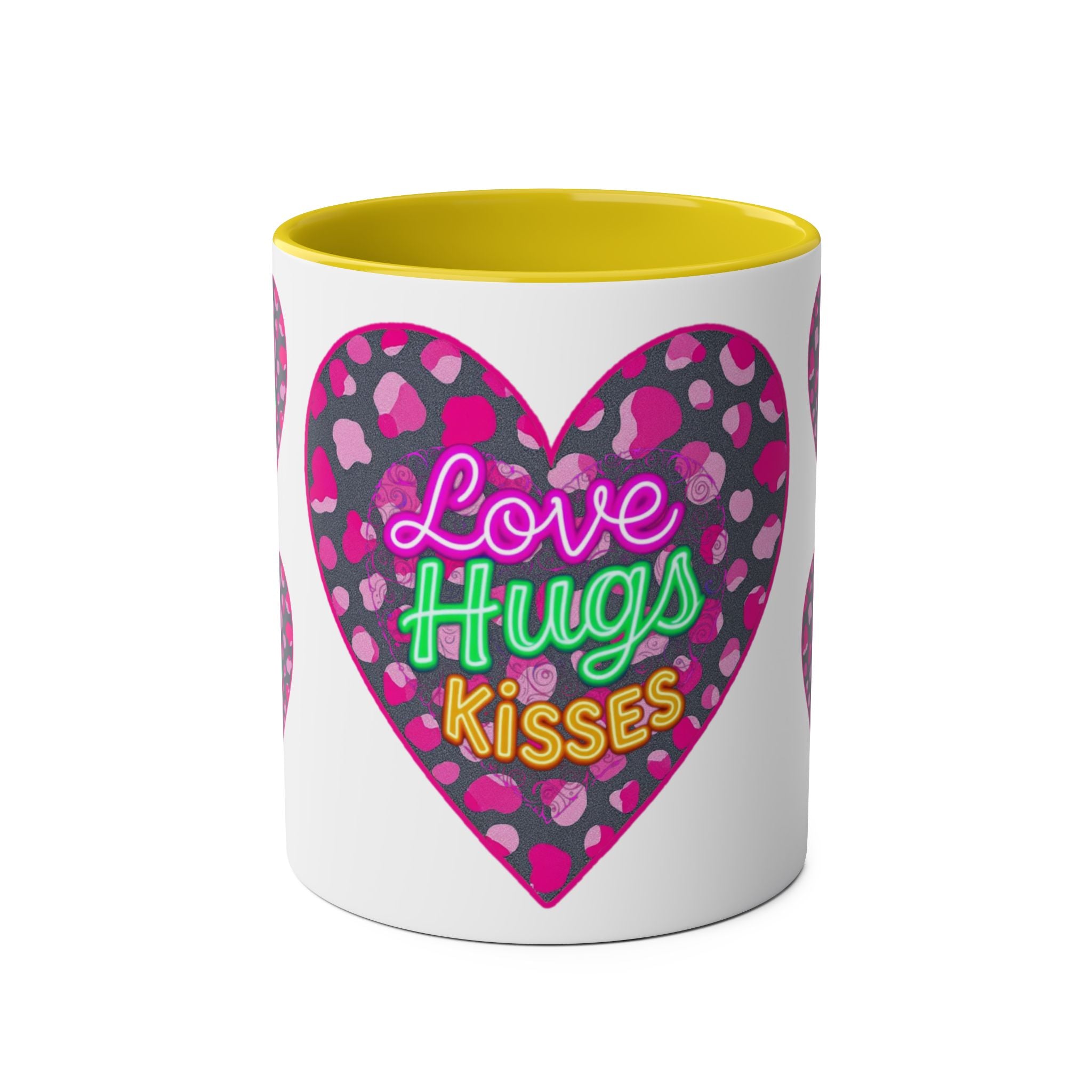 Colorful Love Mug: Perfect for Valentine's Day, Cute Gift, Coffee Break, Home Decor, Heart Design, Love Hugs Kisses