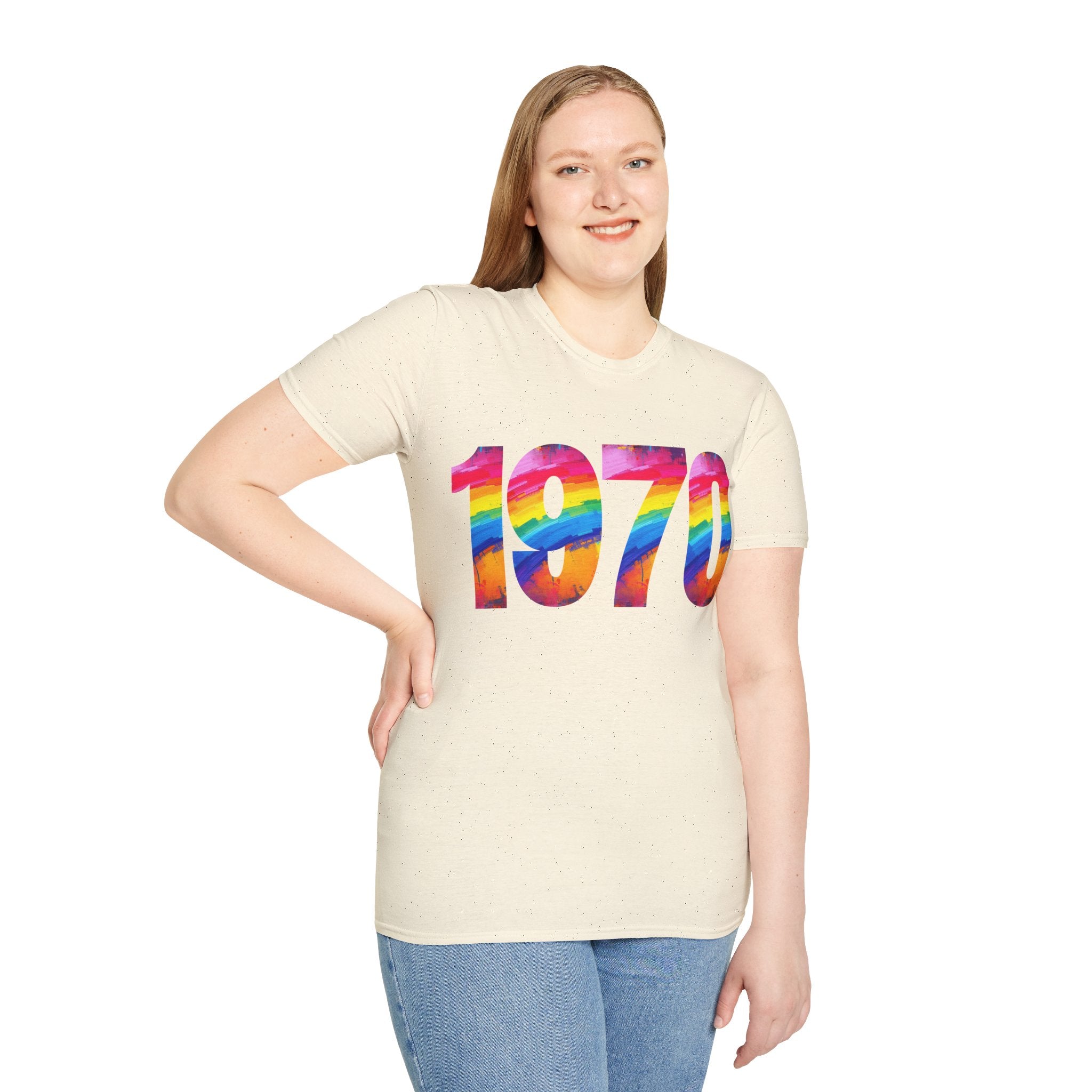 Retro 1970 Rainbow Unisex T-Shirt, Vintage Graphic Tee, LGBTQ Pride Apparel, Casual Streetwear, Gift Idea for Birthdays