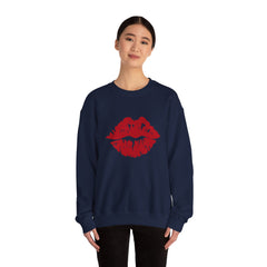 Romantic Lip Print Crewneck Sweatshirt | Perfect Gift for Her | Cozy Casual Wear, Valentine's Day, Birthday, Self-Care