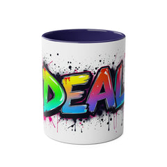 Glamorous Two-Tone Coffee Mug - 'DEAL' Design, 11oz - Perfect for Coffee Lovers and Gift Giving!