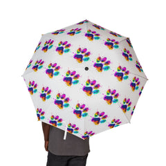 Colourful Paw Print Artistic Umbrella - Semi-Automatic Foldable Design
