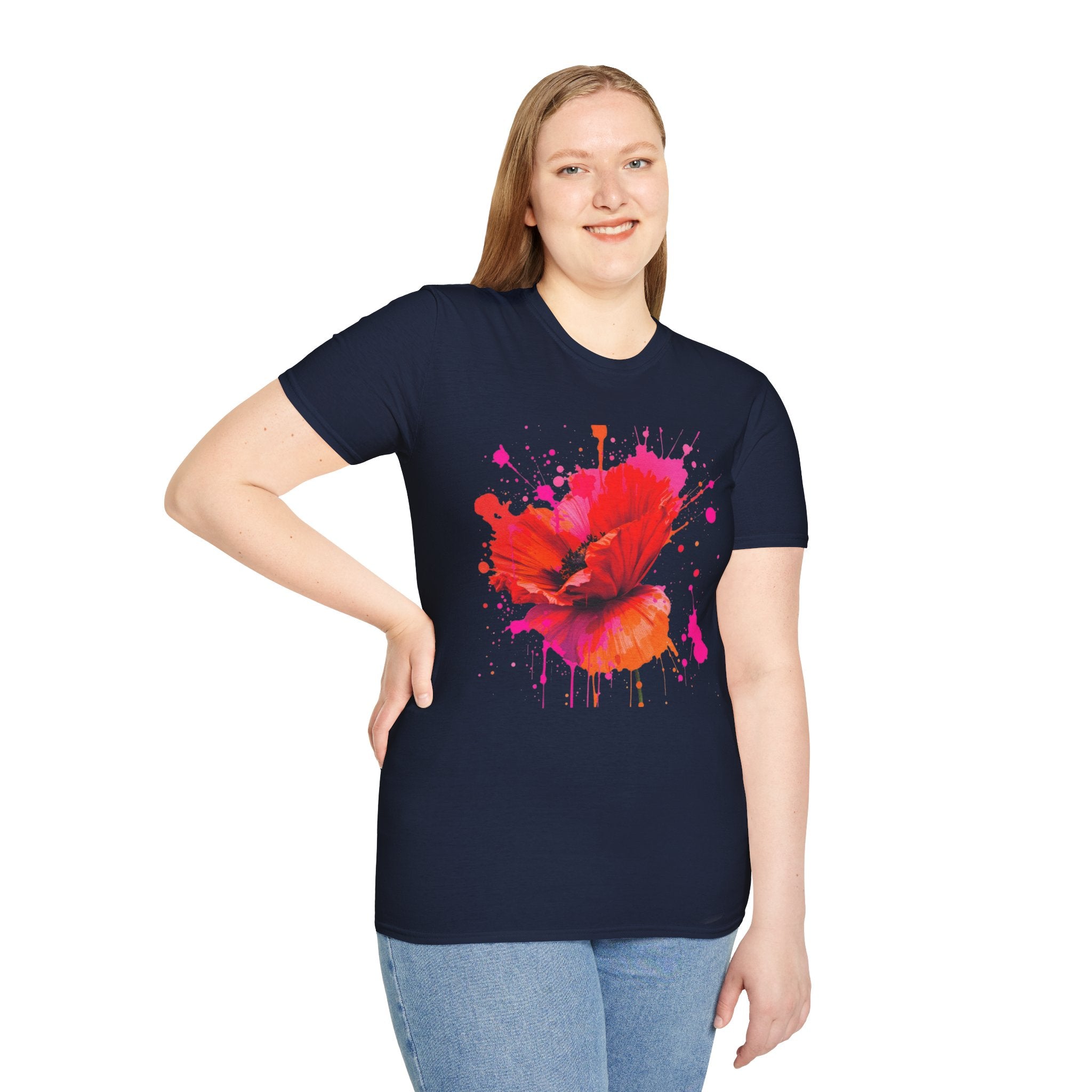 Vibrant Poppy Unisex T-Shirt, Colorful Art Tee, Summer Fashion, Gift for Nature Lovers, Casual Wear, Statement Piece