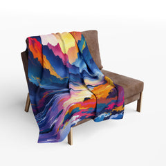 Vibrant Mountain Scenery Fleece Blanket | Cozy Decor for Home, Gift for Nature Lovers, Outdoor Adventure, Warmth Essential