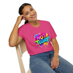 Colorful 'Not Today' Unisex Softstyle T-Shirt, Casual Tee, Statement Shirt, Funny Gift, Everyday Wear, Graphic Print Shirt