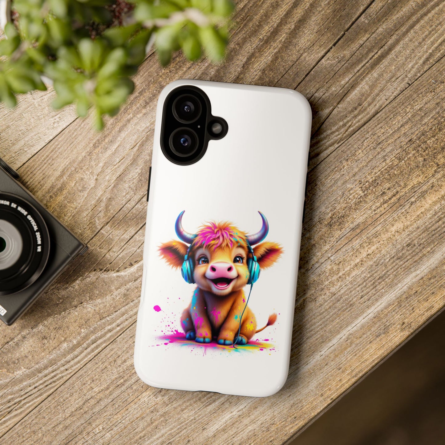 Cute Cow Phone Case with Headphones – Tough Cases