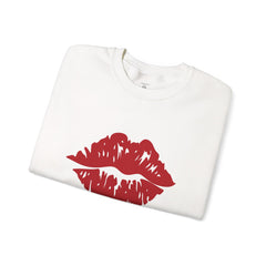 Romantic Lip Print Crewneck Sweatshirt | Perfect Gift for Her | Cozy Casual Wear, Valentine's Day, Birthday, Self-Care