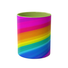 Vibrant Rainbow Two-Tone Coffee Mug - 11oz Colorful Drinkware