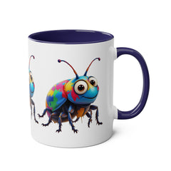 Colorful Beetle Two-Tone Coffee Mug - 11oz Fun and Whimsical Design