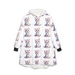 Cozy Cat Print Unisex Hooded Blanket - Perfect for Relaxing & Gifting