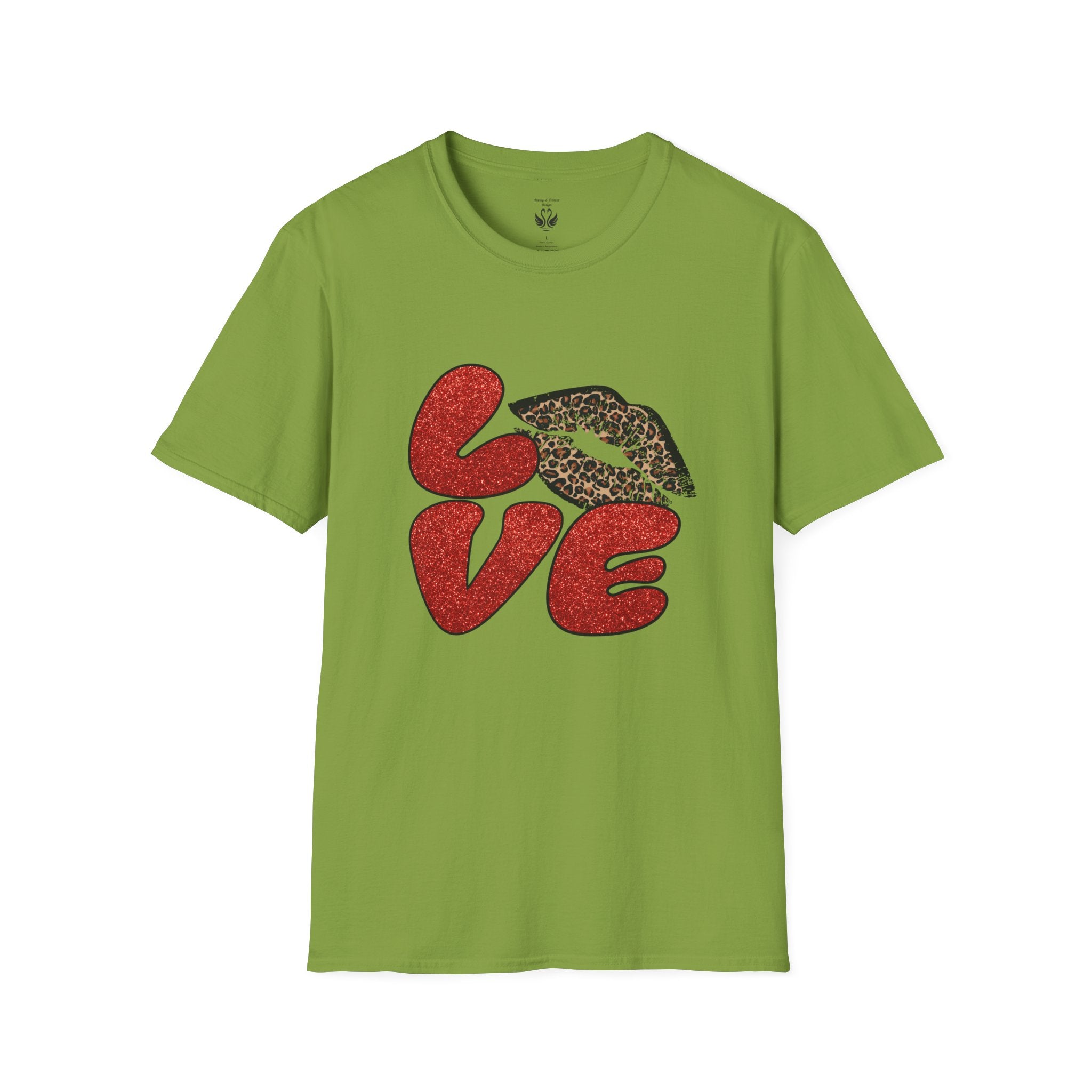 Leopard Love Graphic T-Shirt, Cute Valentine's Day Shirt, Casual Love Tee, Unisex Softstyle Top, Trendy Gift for Her