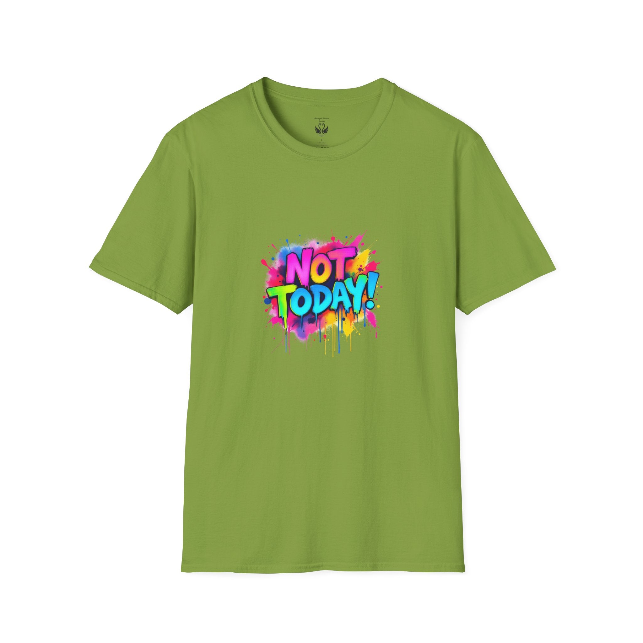 Colorful 'Not Today' Unisex Softstyle T-Shirt, Casual Tee, Statement Shirt, Funny Gift, Everyday Wear, Graphic Print Shirt