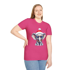 Cute Christmas Elephant T-Shirt, Unisex Holiday Tee, Fun Santa Shirt, Gift for Animal Lovers, Festive Apparel