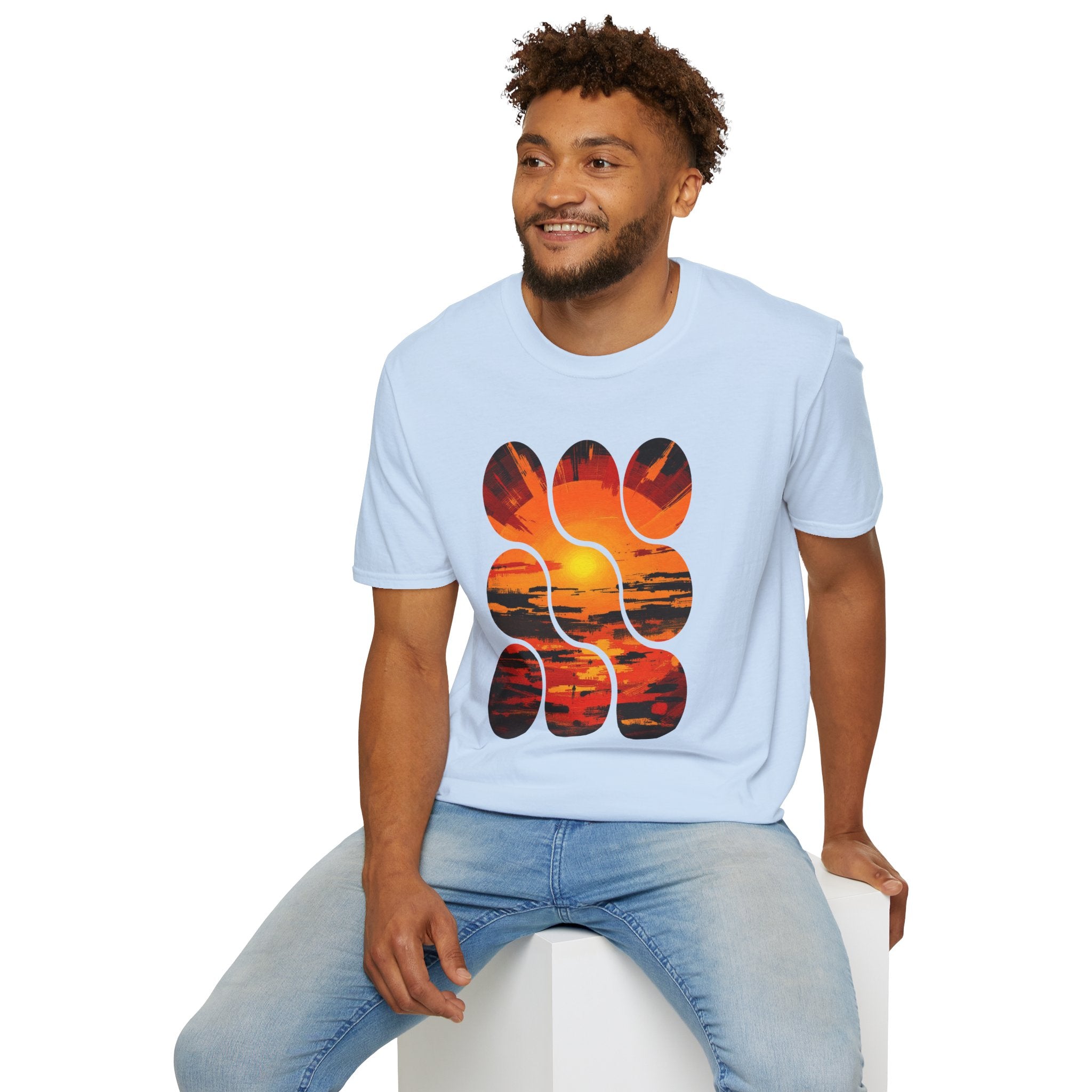 Sunset Inspired Unisex T-Shirt, Colorful Graphic Tee, Retro Summer Apparel, Gift for Friends, Casual Weekend Wear