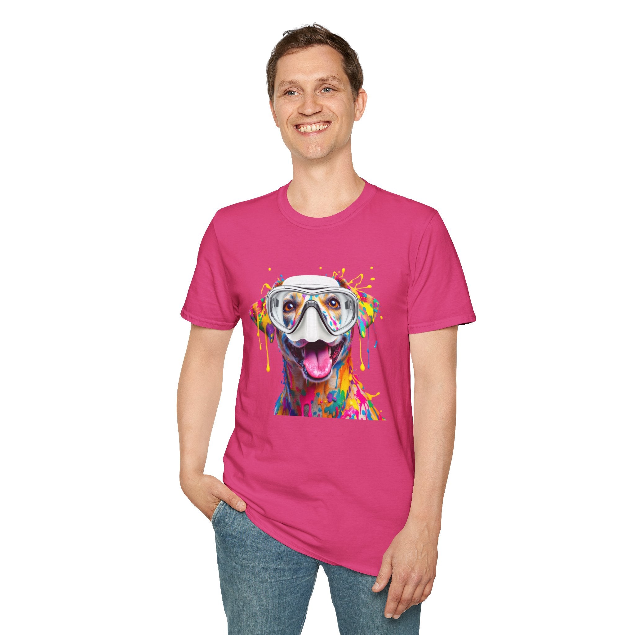 Vibrant Dog Art Unisex T-Shirt – Cute Pet Lover Gift, Animal Artwork Tee, Colorful Dog Graphic Top, Unique Gift for Dog Owners