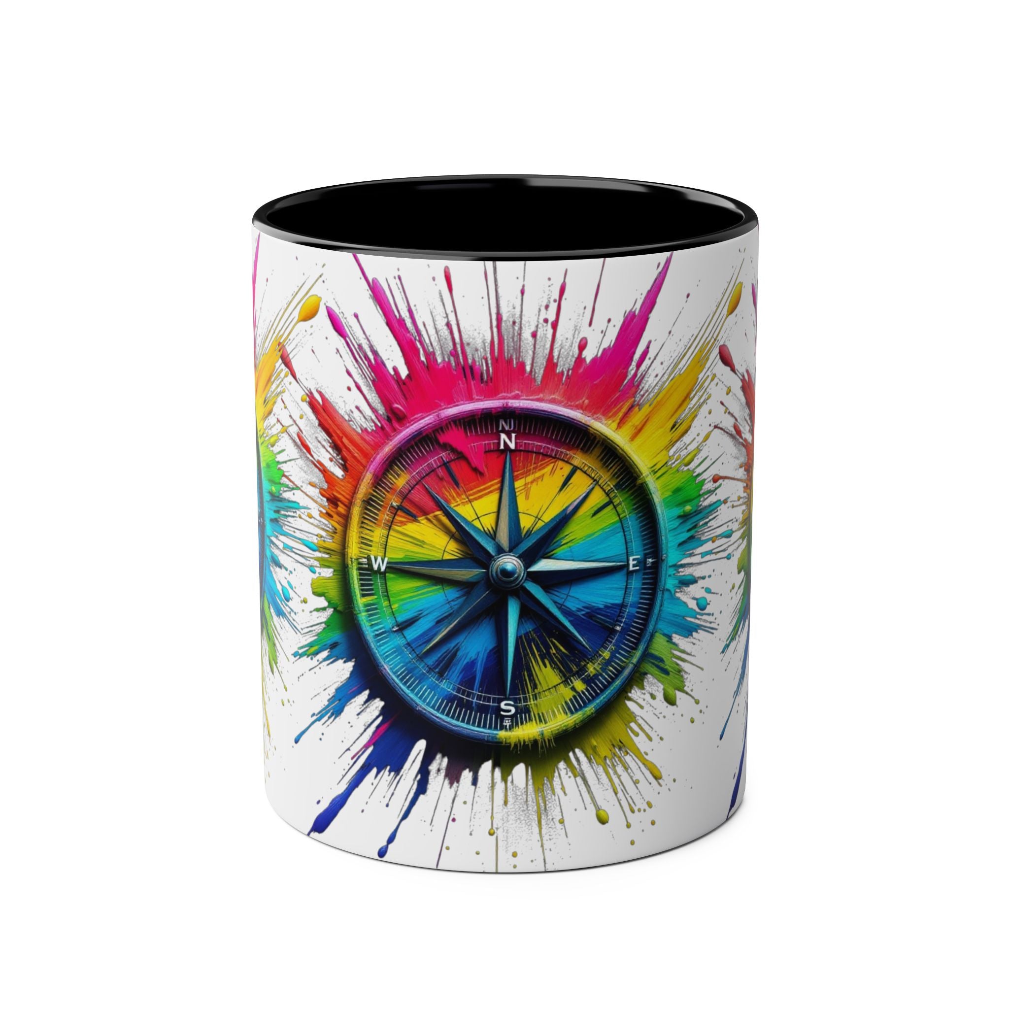 Vibrant Compass Two-Tone Coffee Mug | Colorful Gradient Design for Adventurers