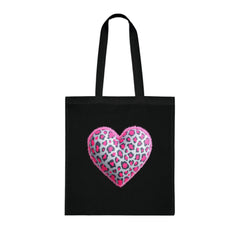 Leopard Heart Cotton Tote Bag | Cute Eco-Friendly Shopping Bag, Girlfriend Gift, Valentine's Day, Reusable Grocery Bag, Beach Bag