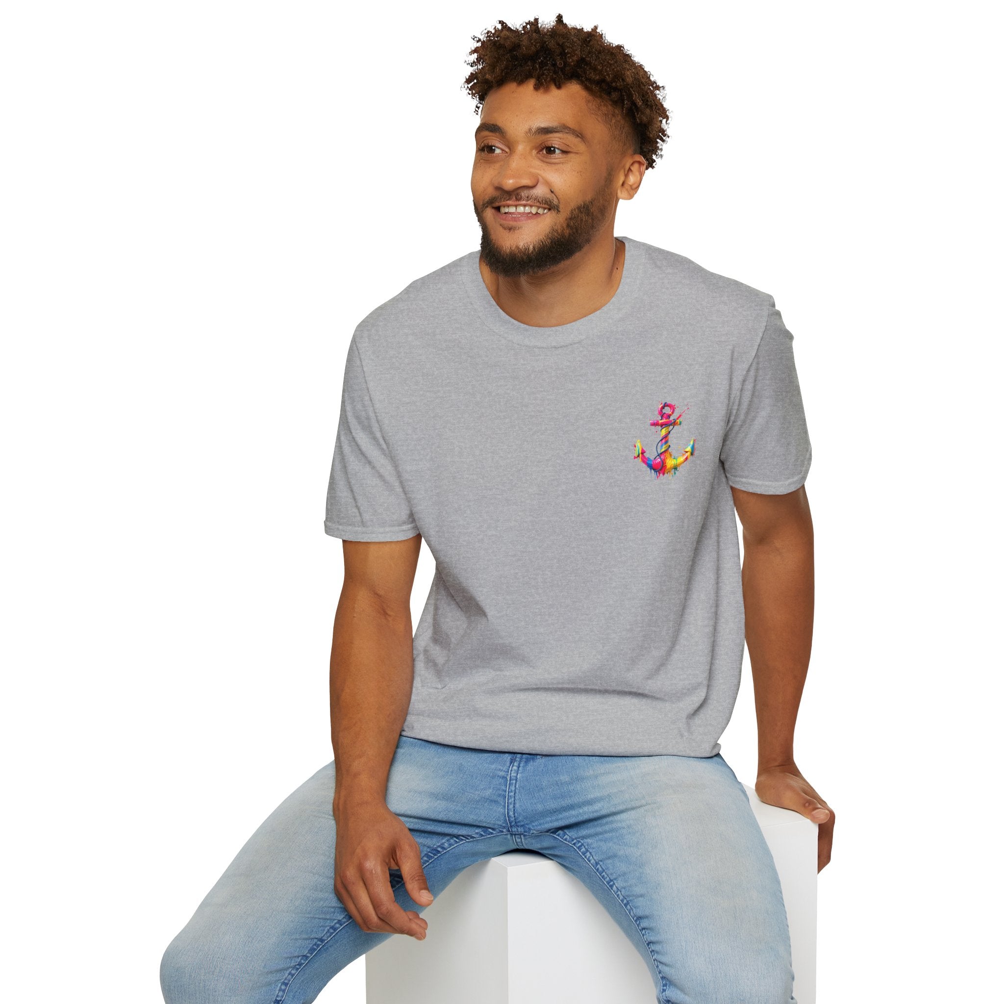 Colorful Anchor Design Unisex T-Shirt, Casual Tee, Nautical Gift, Beachwear, Summer Fashion, Gift for Sailors