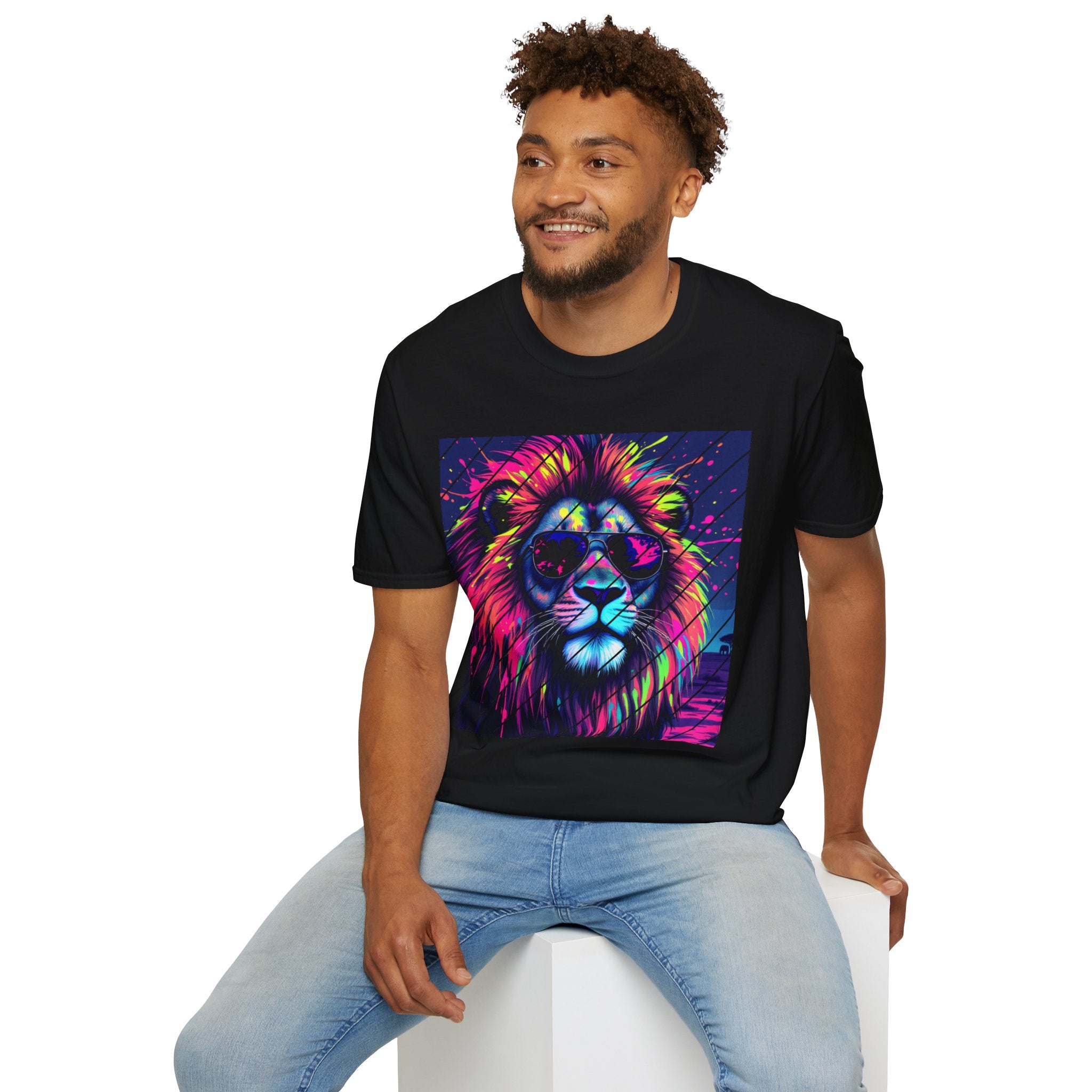 Vibrant Lion Graphic T-Shirt, Colorful Unisex Tee, Gift for Animal Lovers, Trendy Casual Wear, Perfect for Birthdays and Celebrations