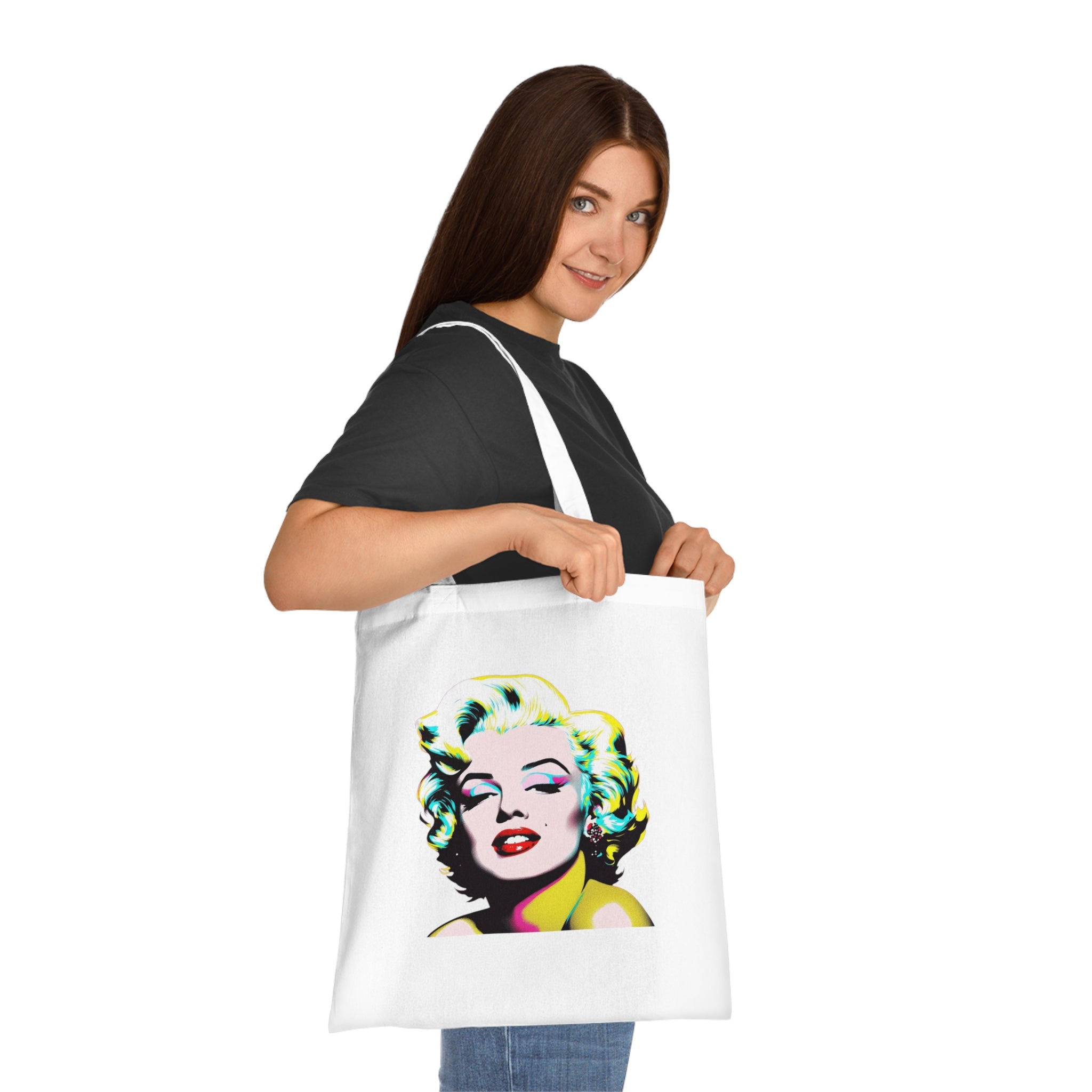 Marilyn Pop Art Cotton Tote Bag, Eco-Friendly Shopping Bag, Fun Beach Tote, Vintage Style Handbag, Gift for Art Lovers