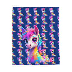 Rainbow Unicorn Velveteen Plush Blanket - Cozy Throw for Kids and Unicorn Lovers